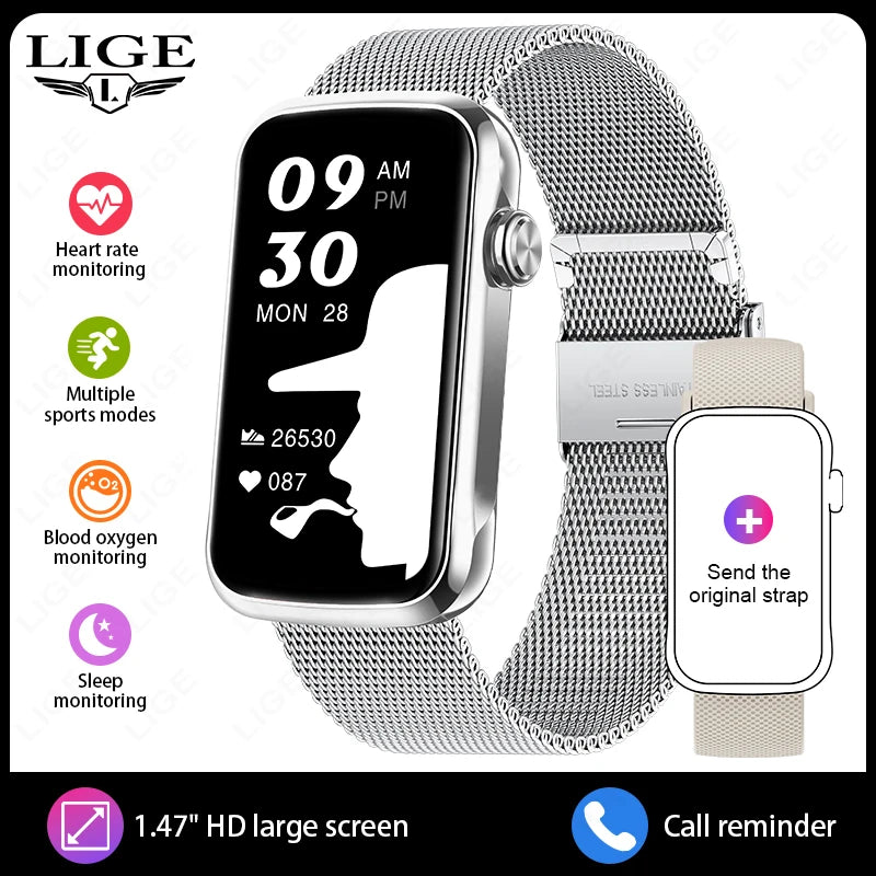 LIGE Smart Watch Women HD Bluetooth Call Bracelet Men Heart Rate Waterproof Smartwatch Sports Fitness Music Control Smartwatches