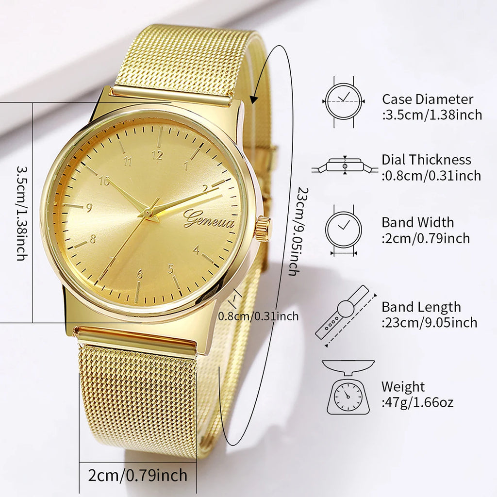 1PCs Women's Noble Temperament Watch Trend Simple Ladies' Luxury Mesh Strap Analog Quartz Watch The Best Choice For Girls' Gifts