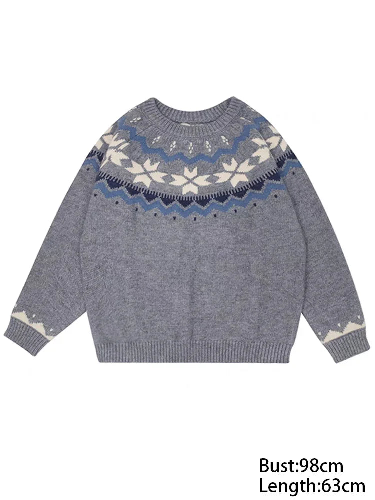 New Autumn Winter Printing Pullovers Knitted Sweater Women Casual Loose Long Sleeve Women's Sweaters Fashion Winter Clothes