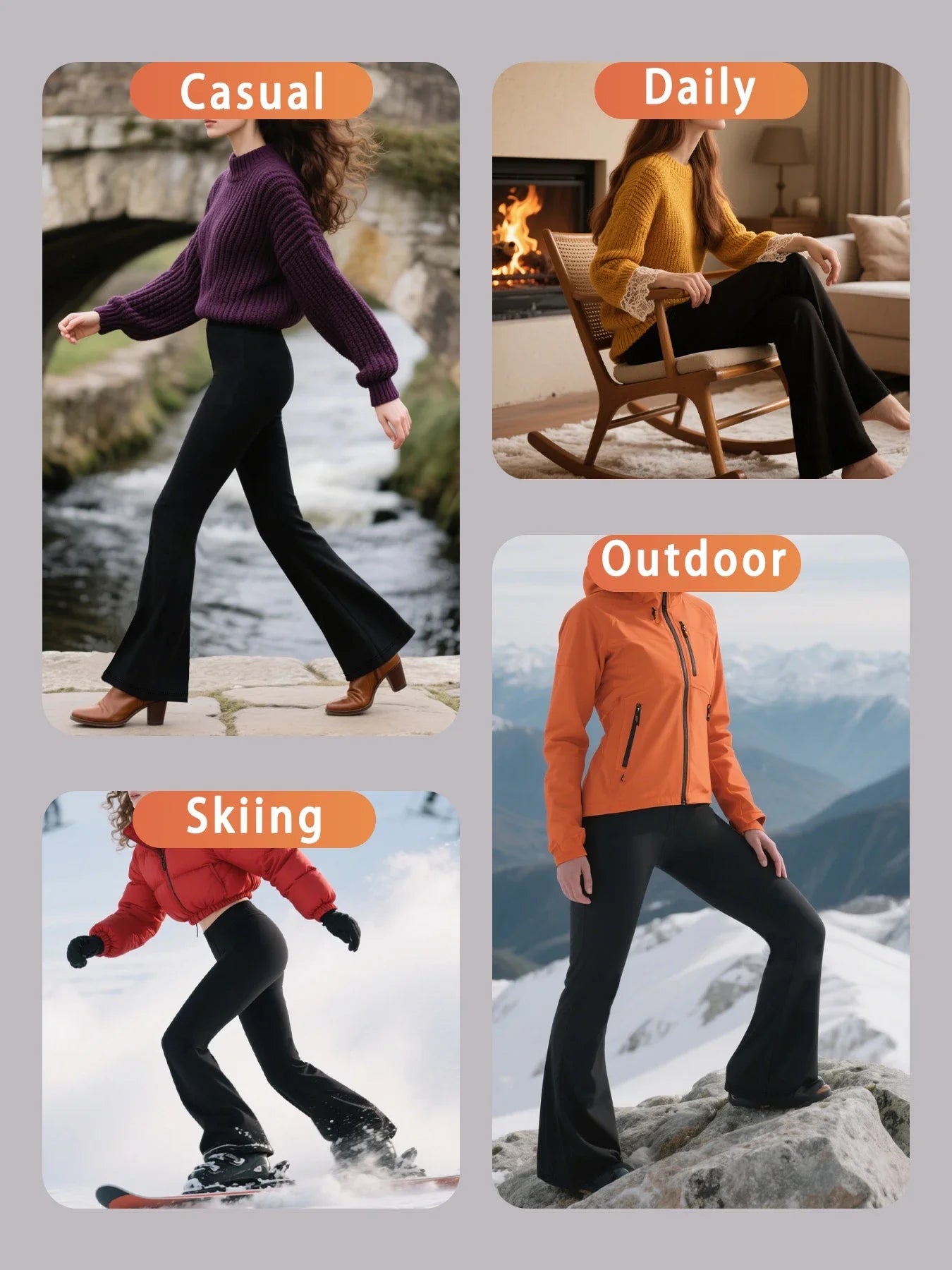 Women's Super Soft Flare Pants High Waisted Tummy Control Workout Yoga Leggings Bell Bottoms