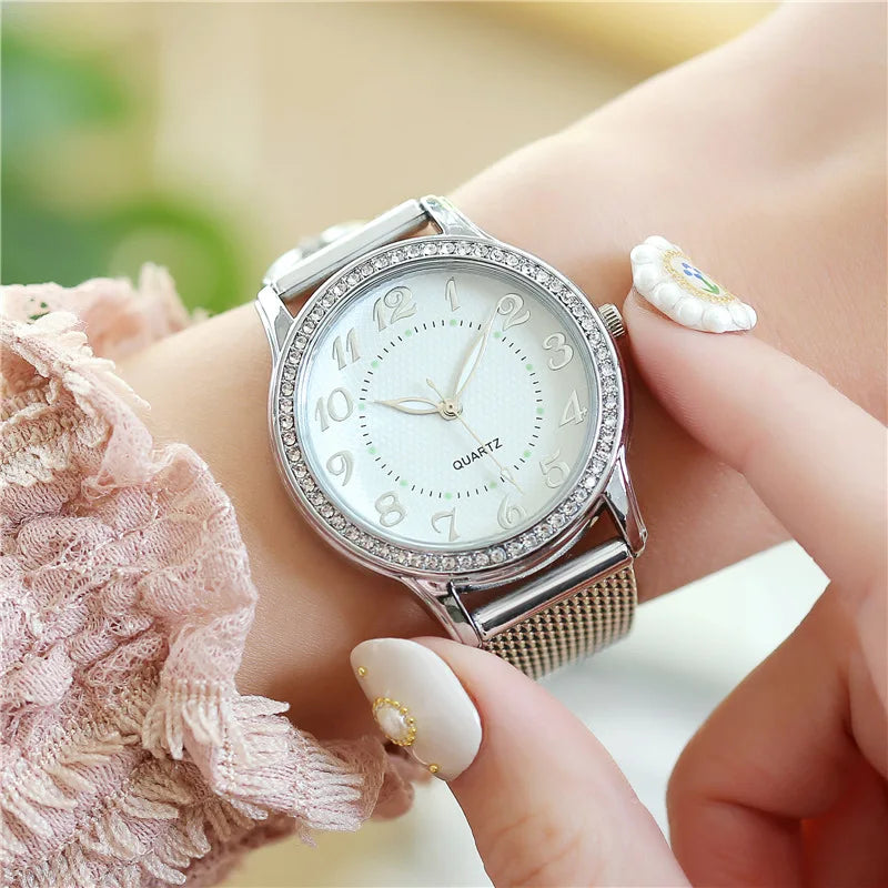 Luminous Watch Silver Gold Women Quartz Watches Simple Glowing Timepiece Ladies Gifts For Girls
