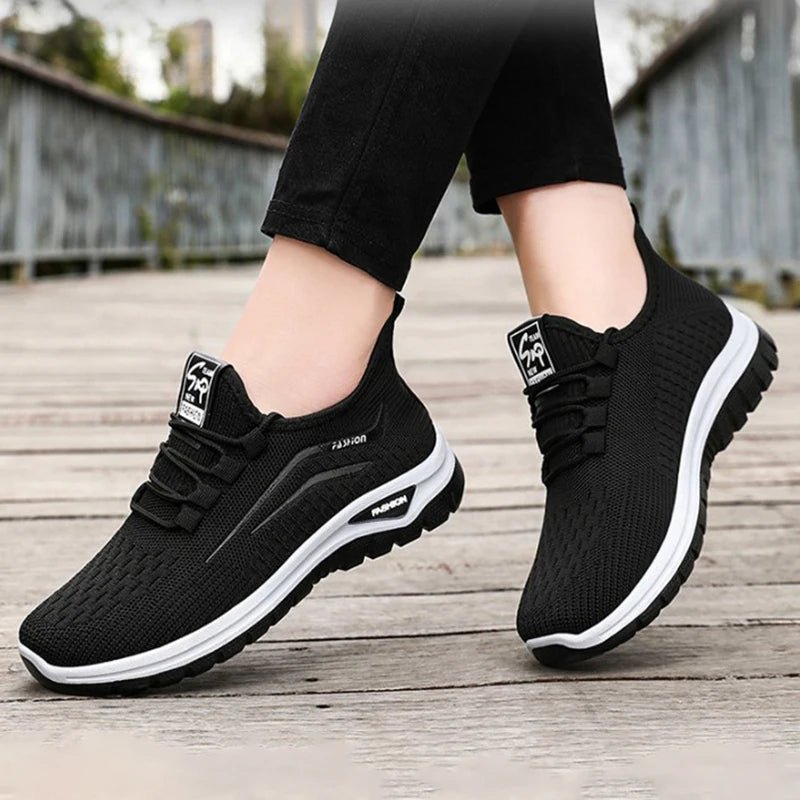 Autumn Women Casual Shoes Breathable Walking Mesh Lace Up Flat Shoes Sneakers Women Tenis Feminino Pink Zapatillas De Mujer