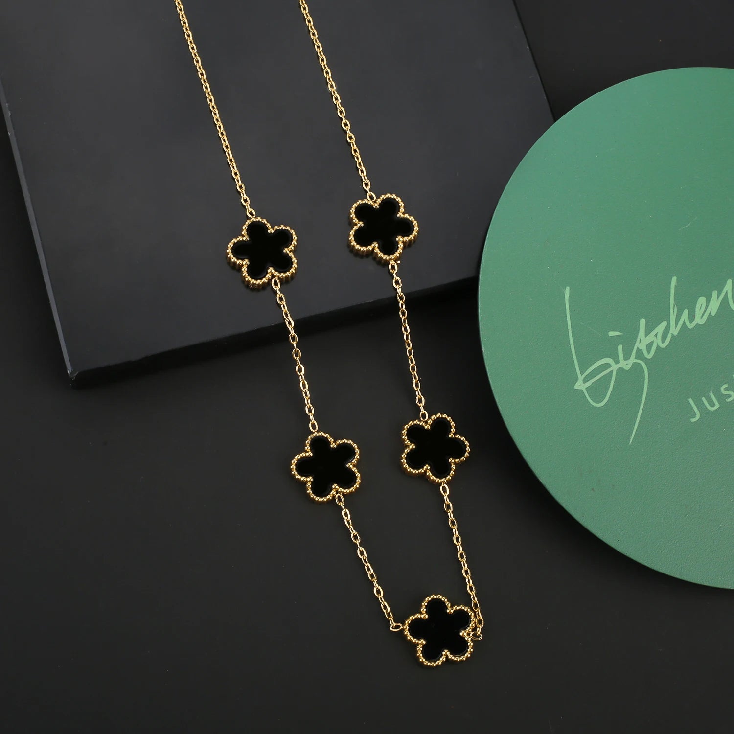 INS Hot Sale Stainless Steel Five Laef Flower Clover Bracelet Jewelry Set Necklace Earrings For Woman Daily Wear Brand Jewelry