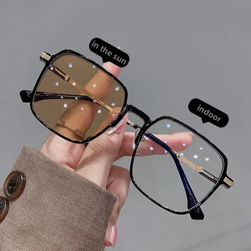 New Style Photochromic Myopia Glasses Men Women Color Changing Eyeglasses Anti UV Sunglasses Luxury Short-sighted Eyewear 0~-6.0