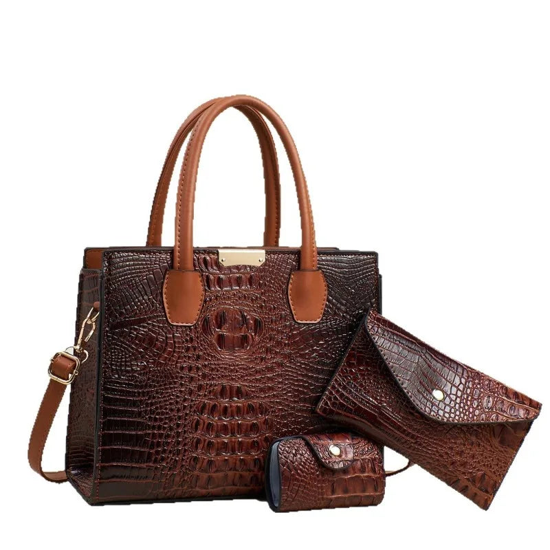 New Fashion Large Capacity Crocodile Pattern Set Handbag Trendy Women's Crossbody Bag Quality Single Crossbody Shoulder Bag