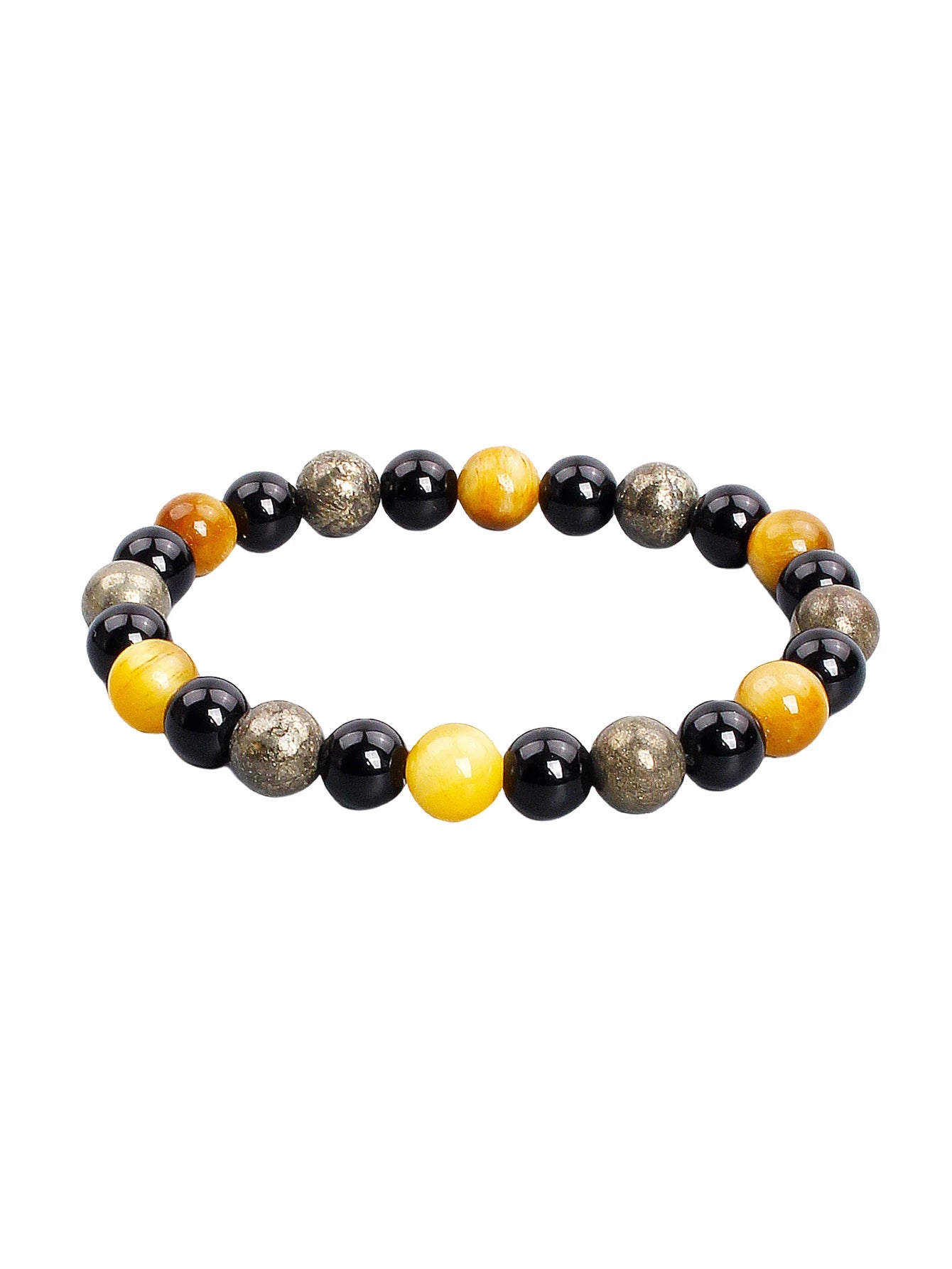 Triple Power Beaded Bracelet Tiger's Eye for Courage Obsidian Grounding & Pyrite for Wealth Natural Stones Healthy Care Jewelry