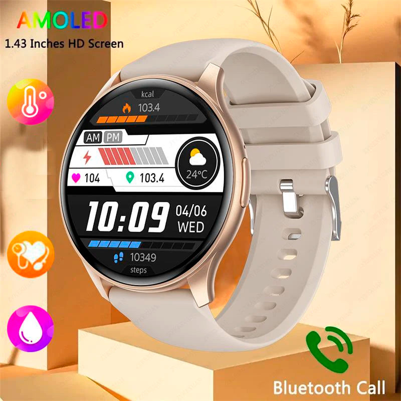 2025 New For Xiaomi Huawei 1.43 inches Bluetooth Call Smartwatch Women Men AMOLED 466*466 HD Pixel Display Smartwatches Ladies