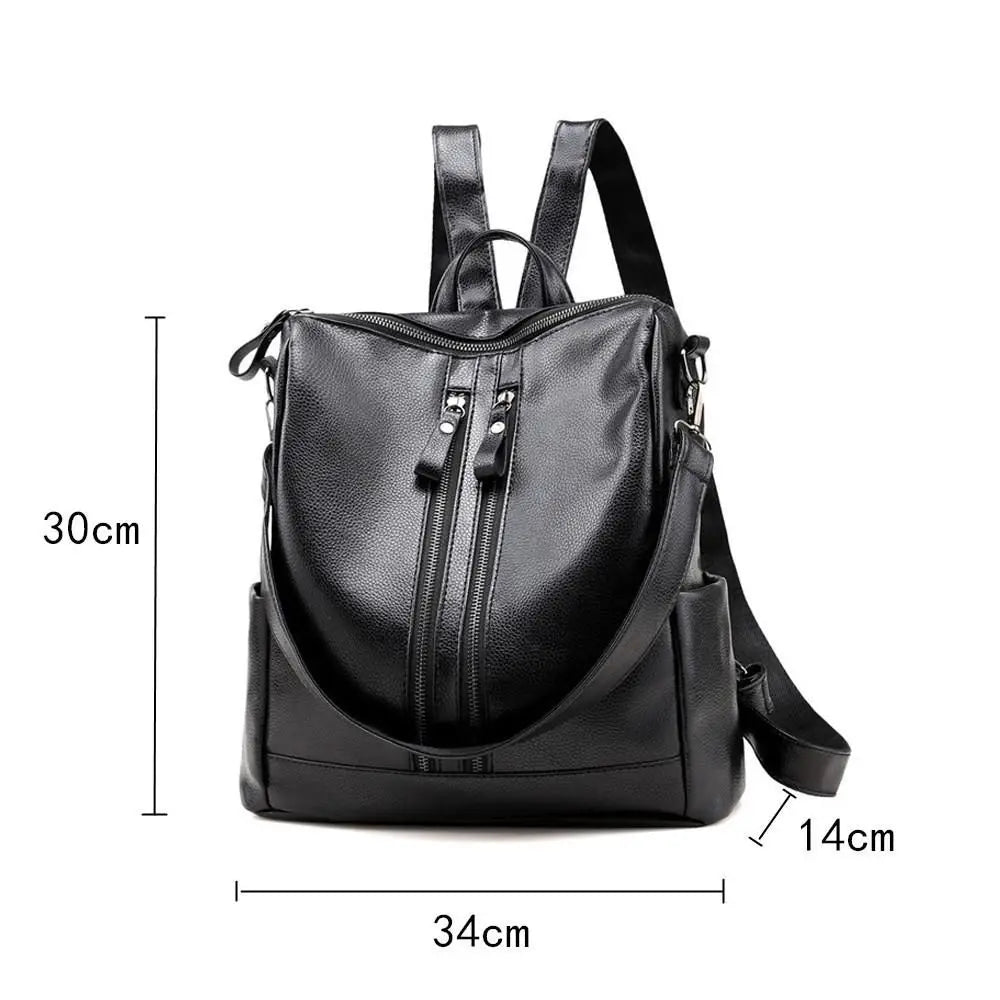 Women Soft Leather Backpack School Black Casual Multifunctional College Bag Large Capacity Shoulder Bags Travel Tote Backpack