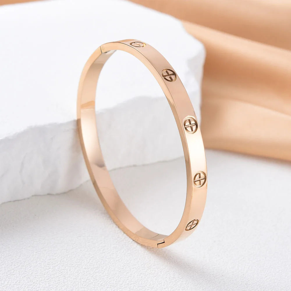 Waterproof Stainless Steel Cross Bangle for Women New Trend Couple Bracelet Luxury Jewelry Accessories Wedding Party Gift