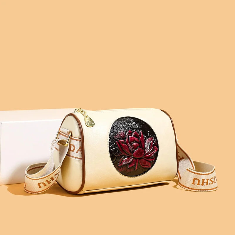 Casual Women Handbag Soft Leather Shoulder Crossbody Bags for Women 2024 New Fashion Print Ladies Messenger Tote Bag