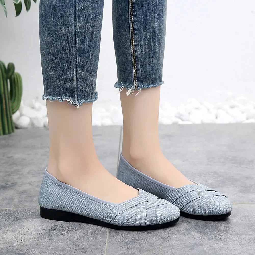 women fashion light weight plus size mesh breathable spring slip on flat loafers lady casual comfort office work shoes b607