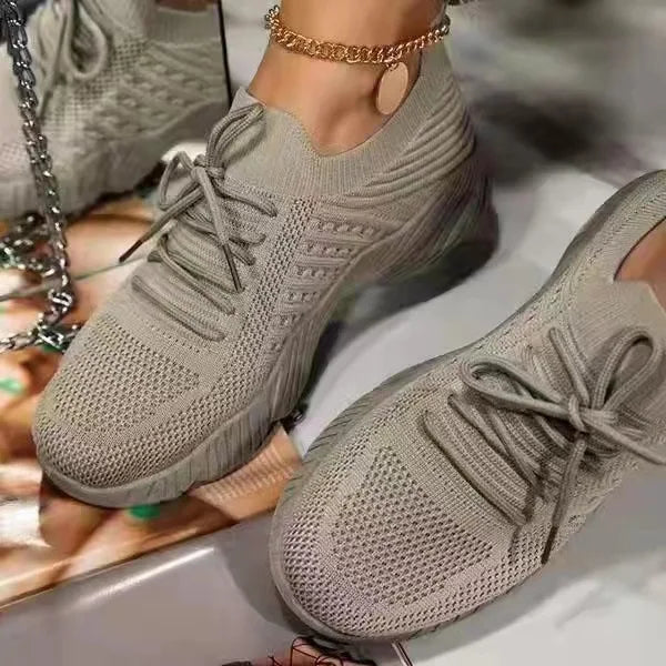 Mesh Breathable， Women Casual Sneakers Lace-up Vulcanized Shoes Ladies Platform Sneakers Female Shoes Plus Size Zapatos De Mujer