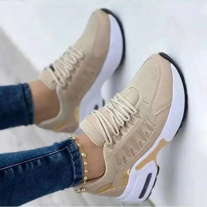 Women's Shoes Spring and Autumn New Mesh Breathable Casual Shoes Outdoor Lightweight Non-slip Wedge Heel Thick-soled Sneakers