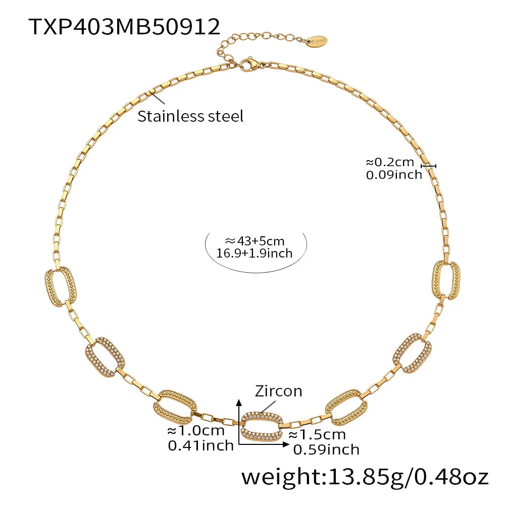 Stainless Steel Chain Necklace Bracelet Matching Earring For Women 18k Gold Plated With Zircon Necklaces Bracelets Earrings Set