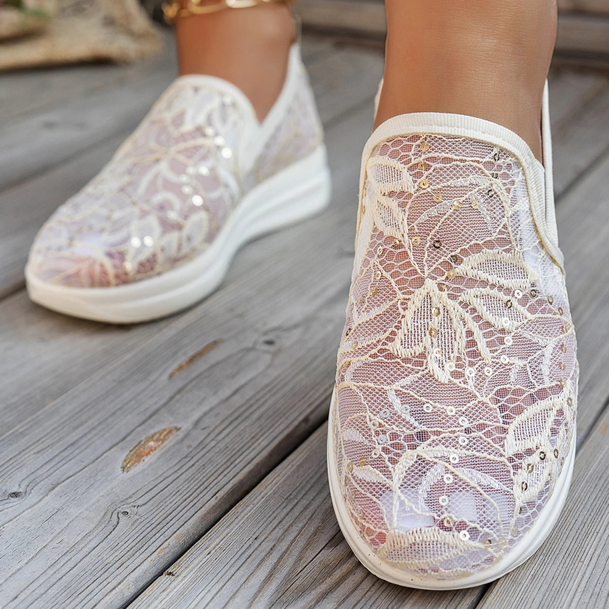 Lace Flats Platform Women Sport Shoes Mesh Breathable Sneakers Summer New Casual Sandals Running Beach Shoes Size 36-43