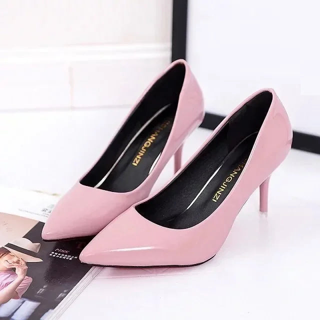 Women Shoes Pointed Toe Pumps Patent Leather Dress Red 8CM High Heels Boat Shoes Shadow Wedding  for Wedding Women