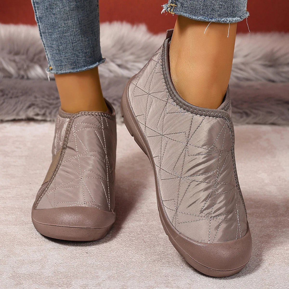 Simple Women Cotton Shoes Plush Warm Womens Snow Boots Lightweight Comfortable Women Casual Shoes in Winter Botines Para Mujeres