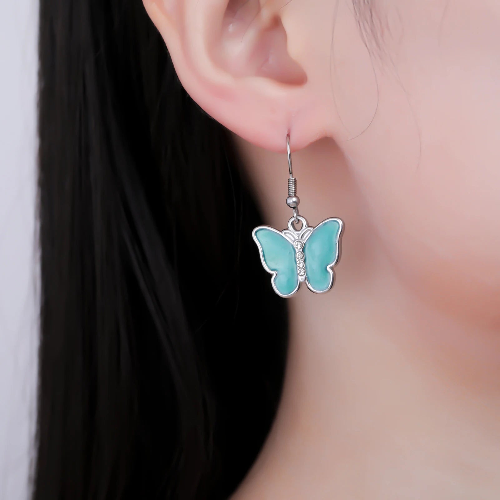Cazador Stainless Steel Colorful Butterfly Earrings Drop Earrings For Women Girls Jewelry Party Birthday Gift Wholesale