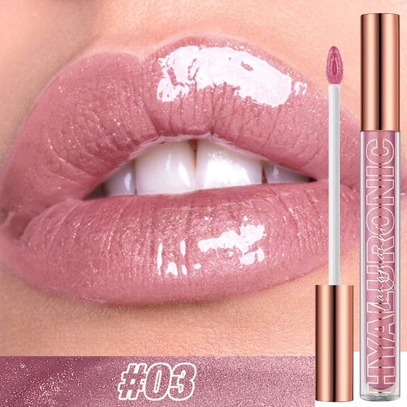 Pearlescent Glitter Plumping Lip Gloss Diamond Glitter Nude Pink Liquid Lipstick Shiny Glass Waterproof Sexy Lip Tint Lip Makeup