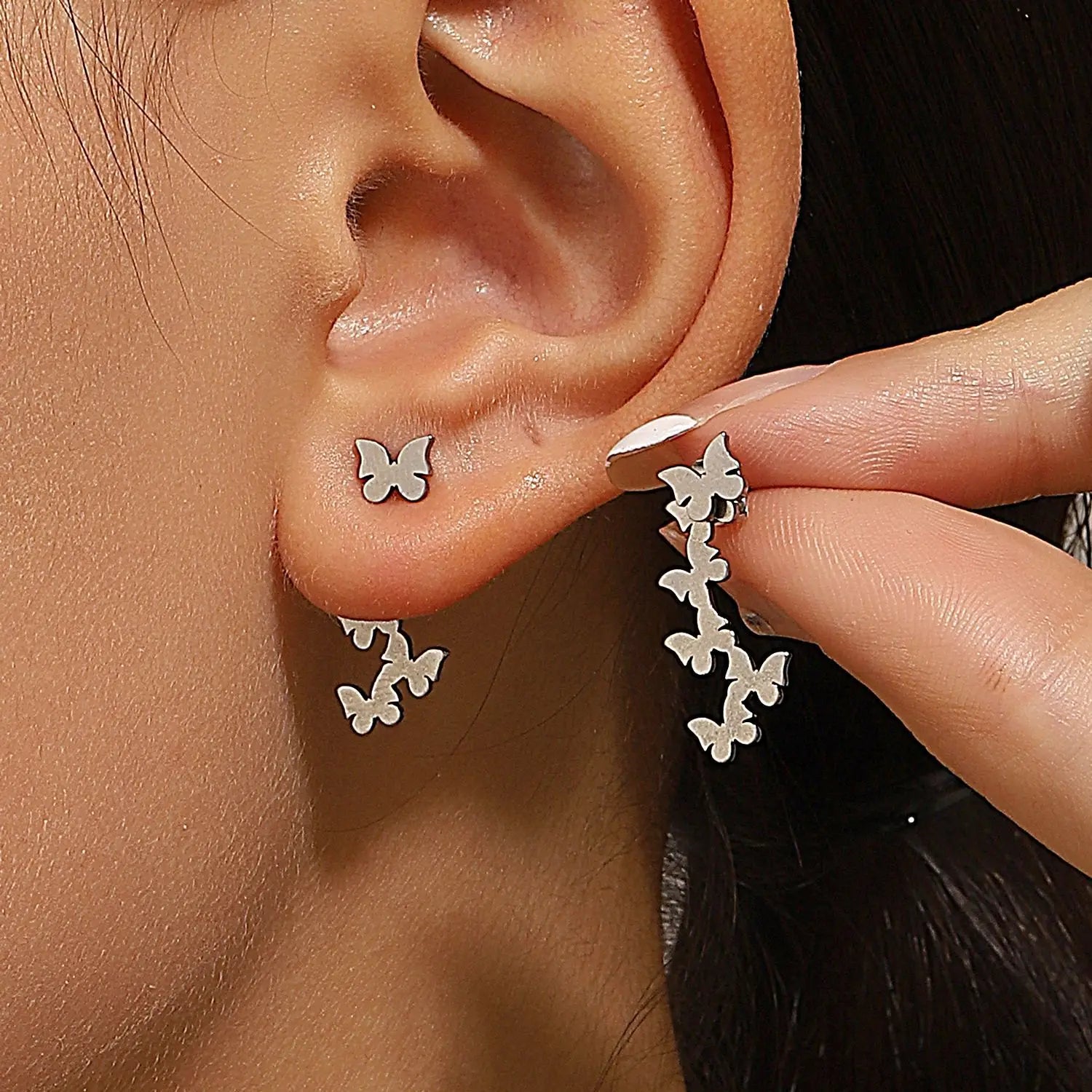 Retro Minimalist Geometric Square Detachable Triangles Stainless steel Stud Earrings for Women Fashion Jewelry Accessories Party