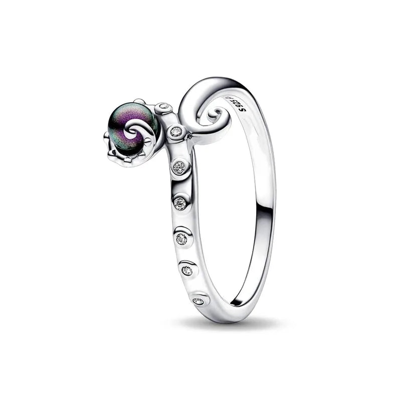 Fashionable 925 sterling silver charming princess ring octopus shell size 6 7 8 9 women's original wedding ring women's jewelry