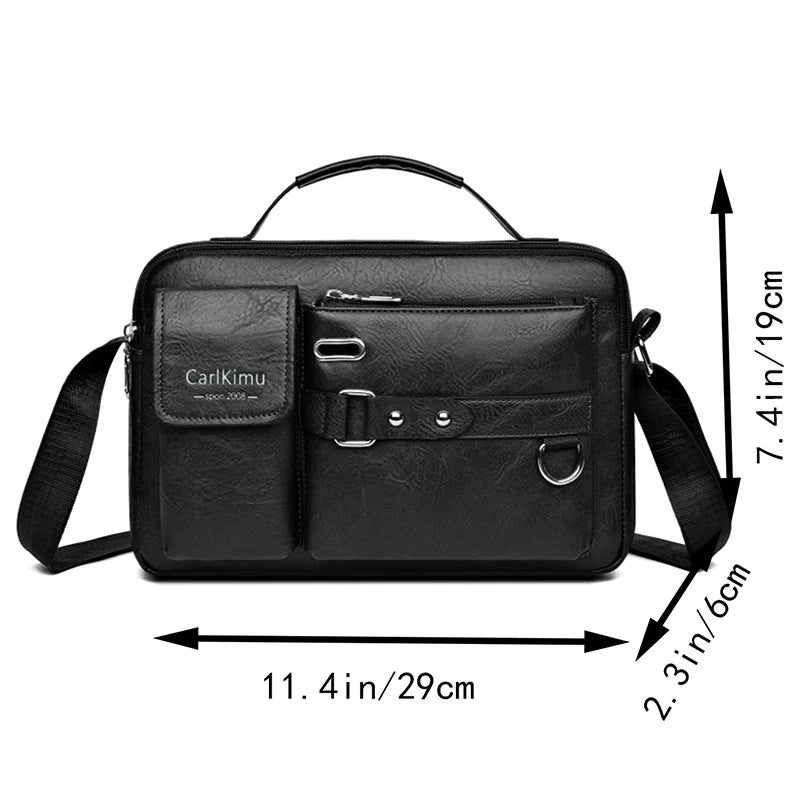 Men's Retro Messenger Bag with Waterproof Design, Large Capacity Laptop Briefcase for Office Work, Travel and School