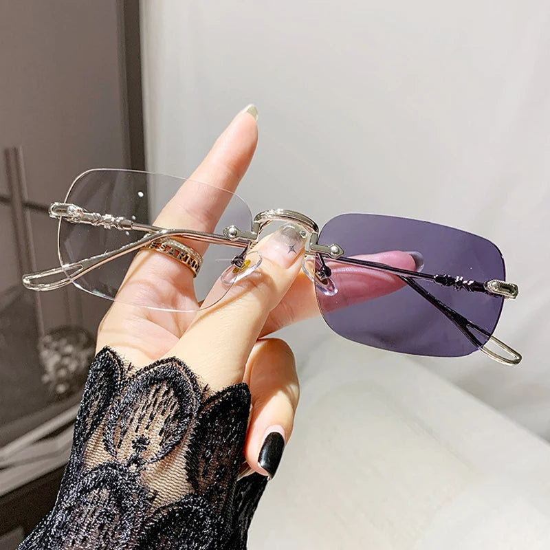 Photo-sensitive Color-changing Anti-blue-light Glasses, Rimless And Elegant Style For Women.2190