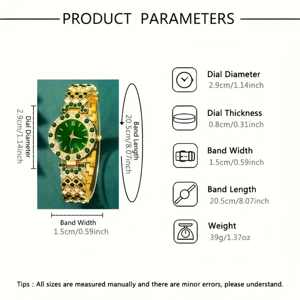 Elegant 6-piece women's watch set - Quartz movement, square case, zinc alloy strap, timer function - ideal gift for Valentine's