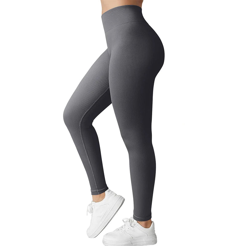 Autumn and Winter Women's Seamless Thread Elastic Sports Fitness Pants High Waist Lifting Hip Quick Drying Yoga Pants