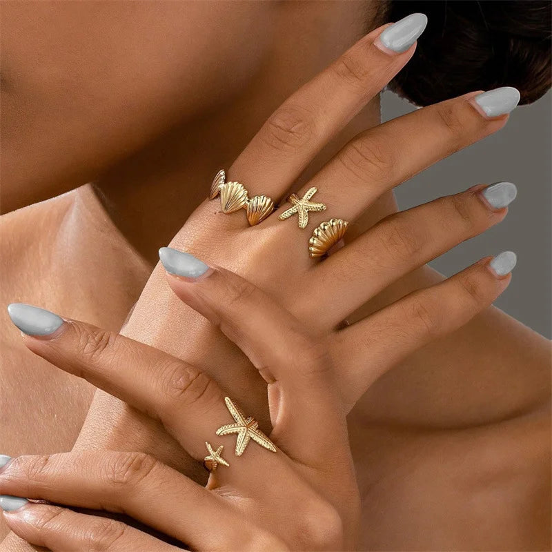 Fashion Geometric Knuckle Rings Set For Women Vintage Crystal Heart Gold Color Rings Girls Party Jewelry Accessories Gifts 2025