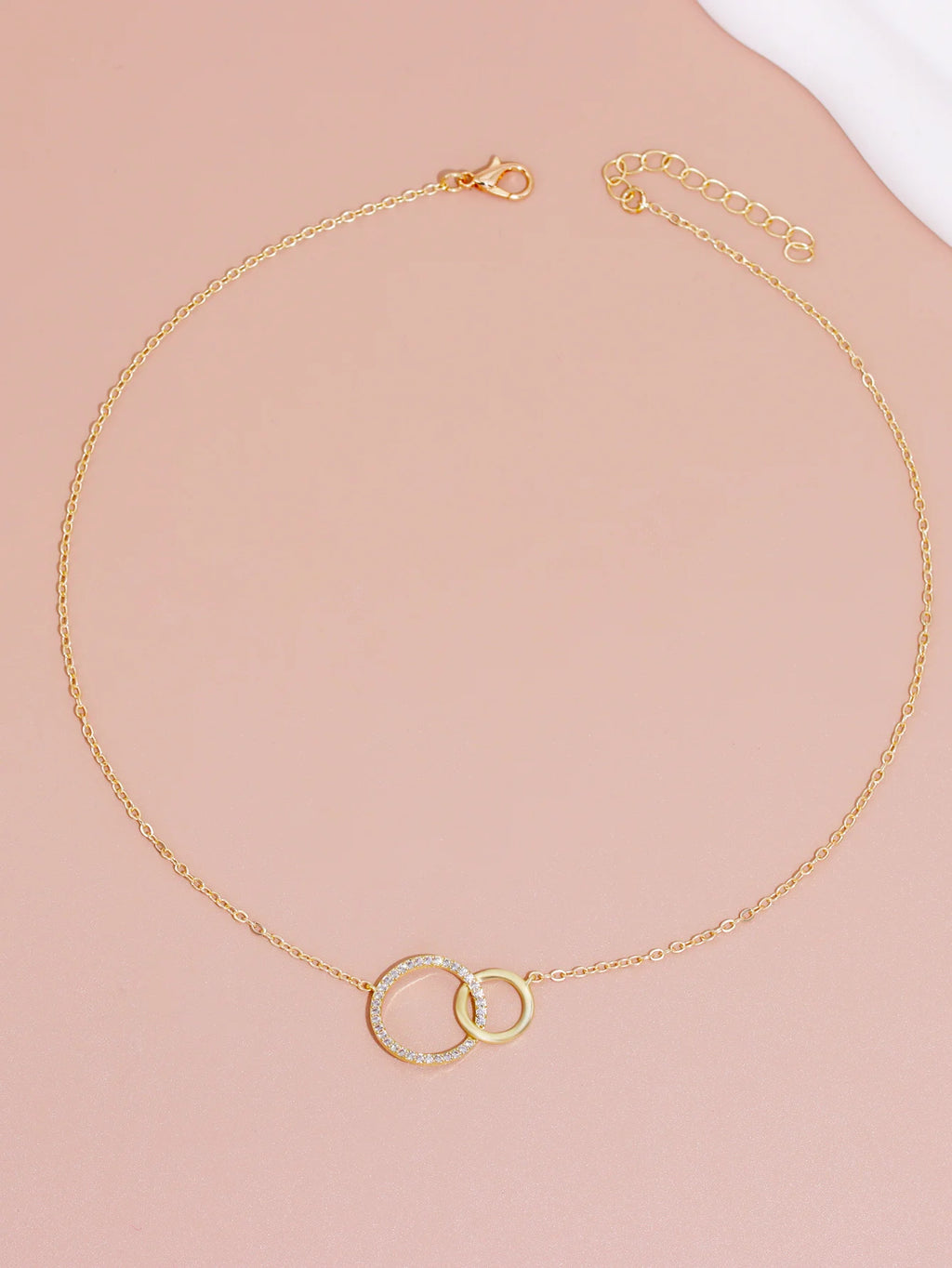 Stainless Steel Necklaces for Women Fashion Thin Chain Minimalist Dainty Double Circle Pendant Necklace on The Neck Jewelry