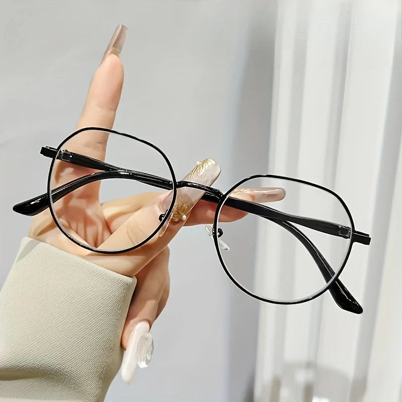 【+100~+400】Simple Classic Round Metal Frame Women'S Reading Glasses Suitable for Daily Reading and Wear Glasses