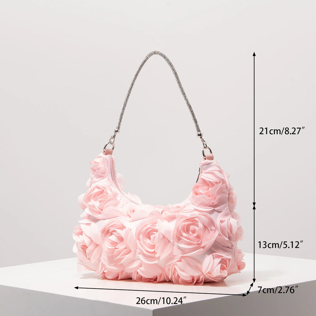 Rose Flower Shoulder Bag, Prom Dresses for Women, Sequin Bag, Luxury Handbag, Elegant Bag for Women, Wedding Items (Random Pattern)