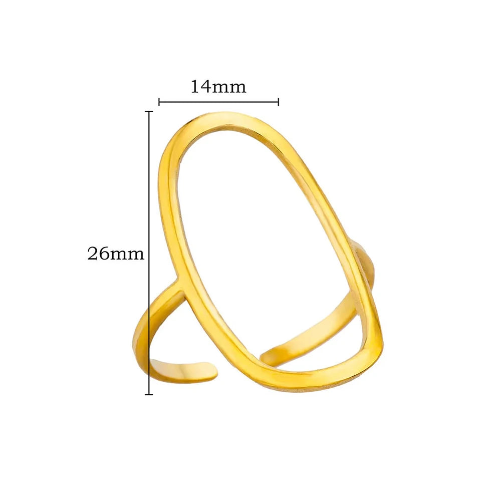 316L Stainless Steel Rings for Women Gold Color Multilayer Geometric Open Ring Vintage Waterproof Wedding Aesthetic Jewelry Gift