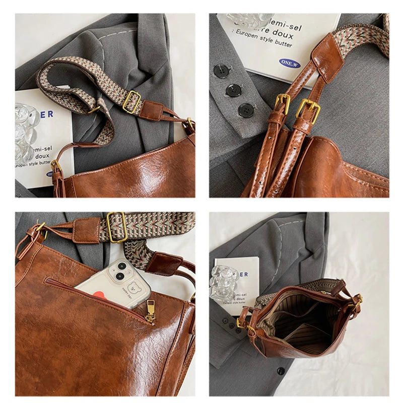 Luxury Solid Color Shoulder Bag High Quality Casual Leather Crossbody Bag Fashion Women's Designer Brand Handbag Travel Bags Sac